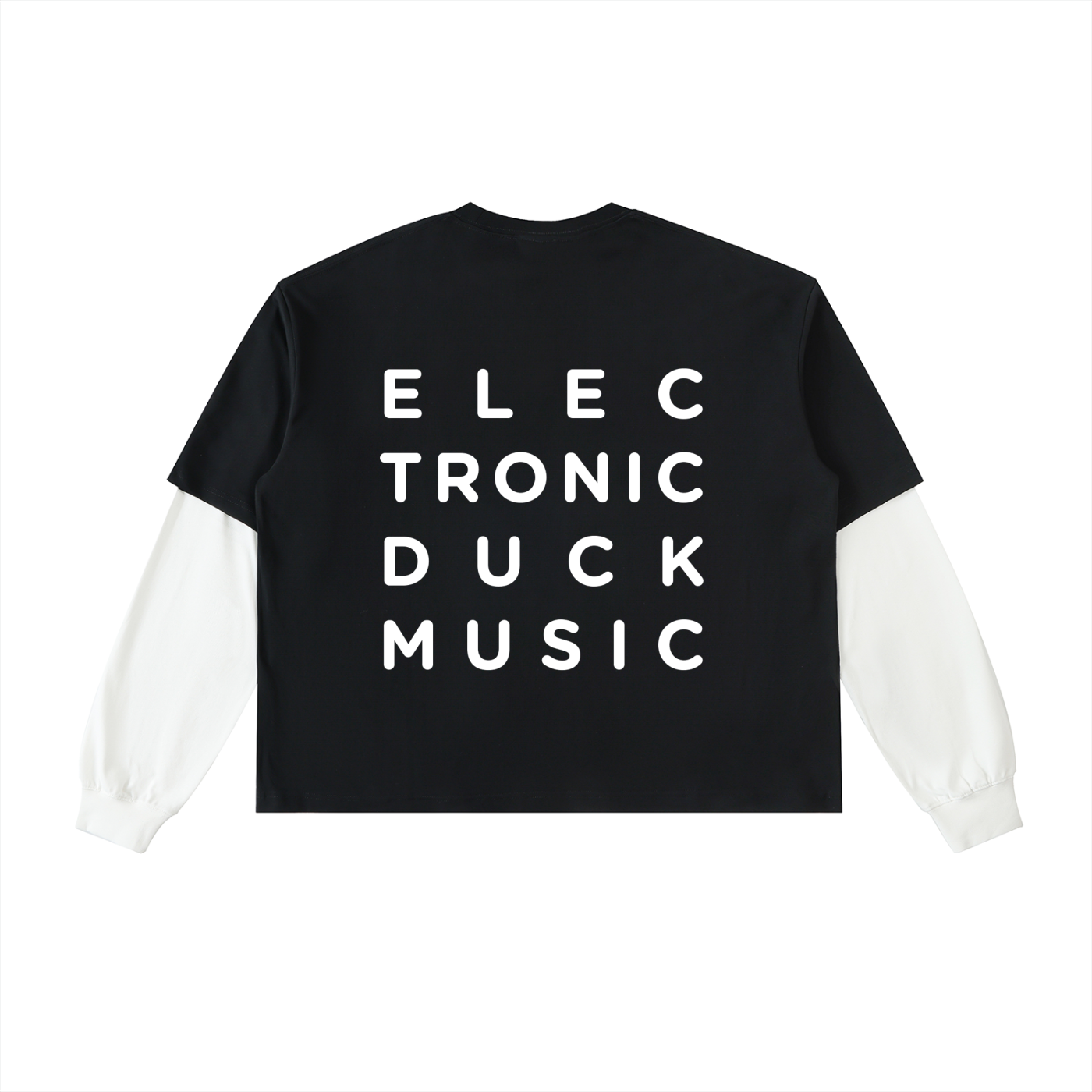 EDM Layered Contrast Sleeve Cotton T-Shirt