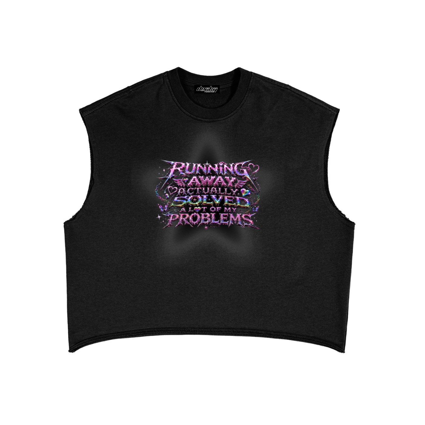 RUNNING AWAY ACTUALLY SOLVED A LOT OF MY PROBLEMS French Terry Boxy Tank Top