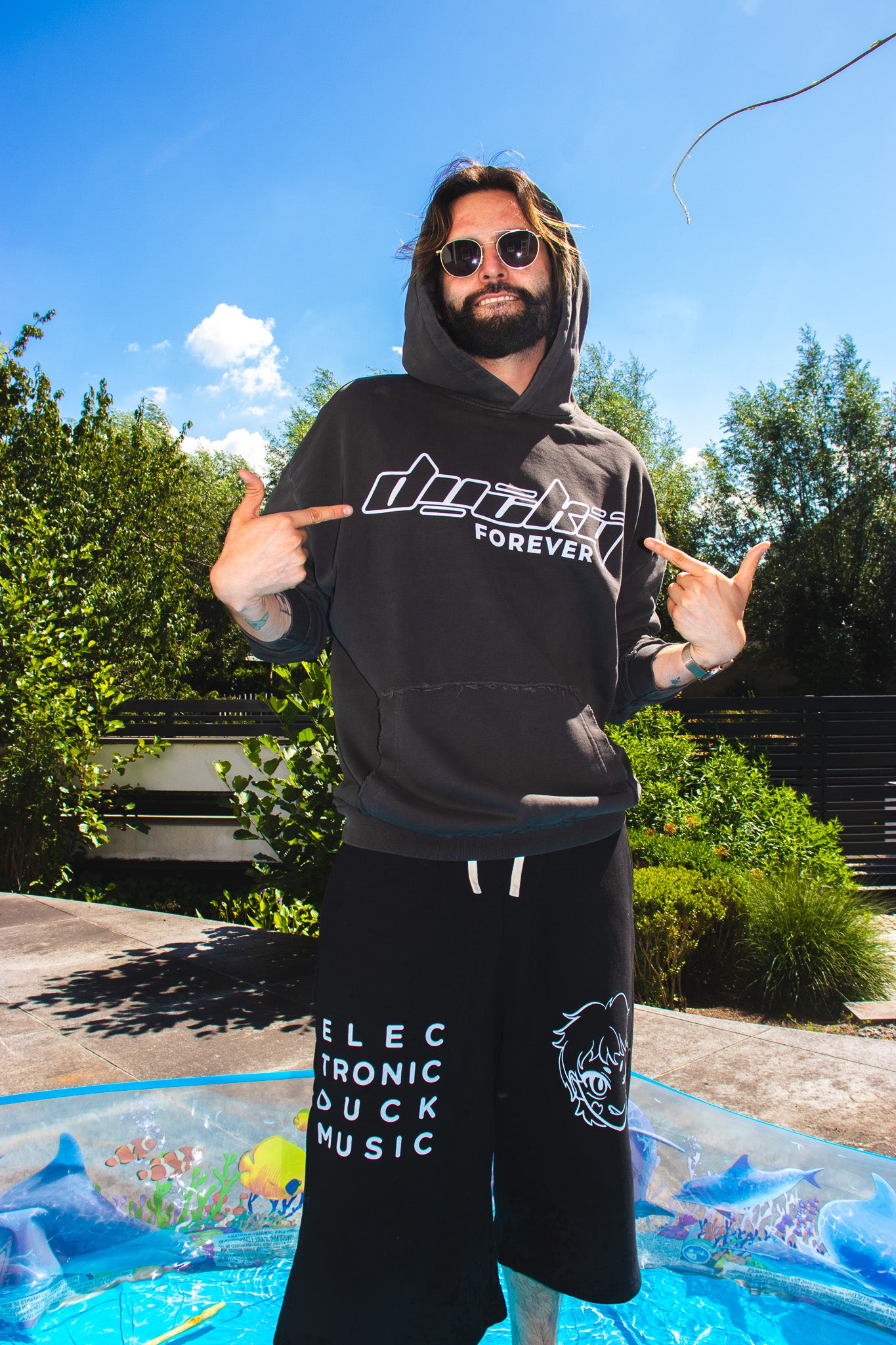 UNISON Raw Edge Double Layered Hoodie
