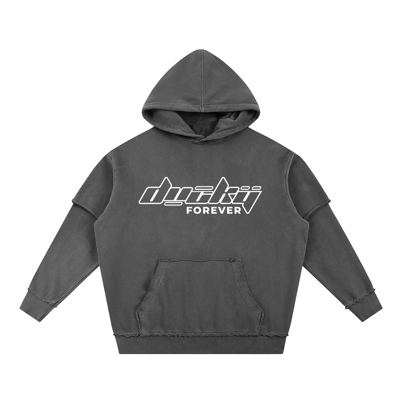 UNISON Raw Edge Double Layered Hoodie