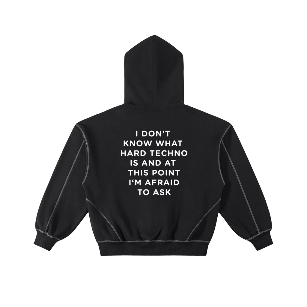 HARD TECHNO Contrast-Stitched Boxy Fleece Zip Hoodie