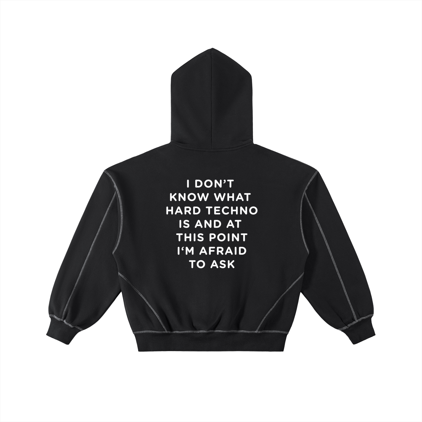 HARD TECHNO Contrast-Stitched Boxy Fleece Zip Hoodie